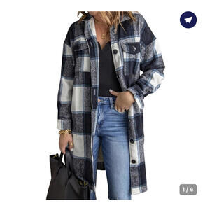 KIRUNDO Black White Women's Flannel Plaid Shacket